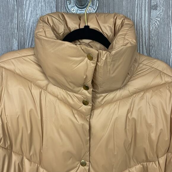 J. Crew Villa Shiny Puffer Coat Made with PrimaLoft in Sand Castle Size S NWT - Picture 7 of 15
